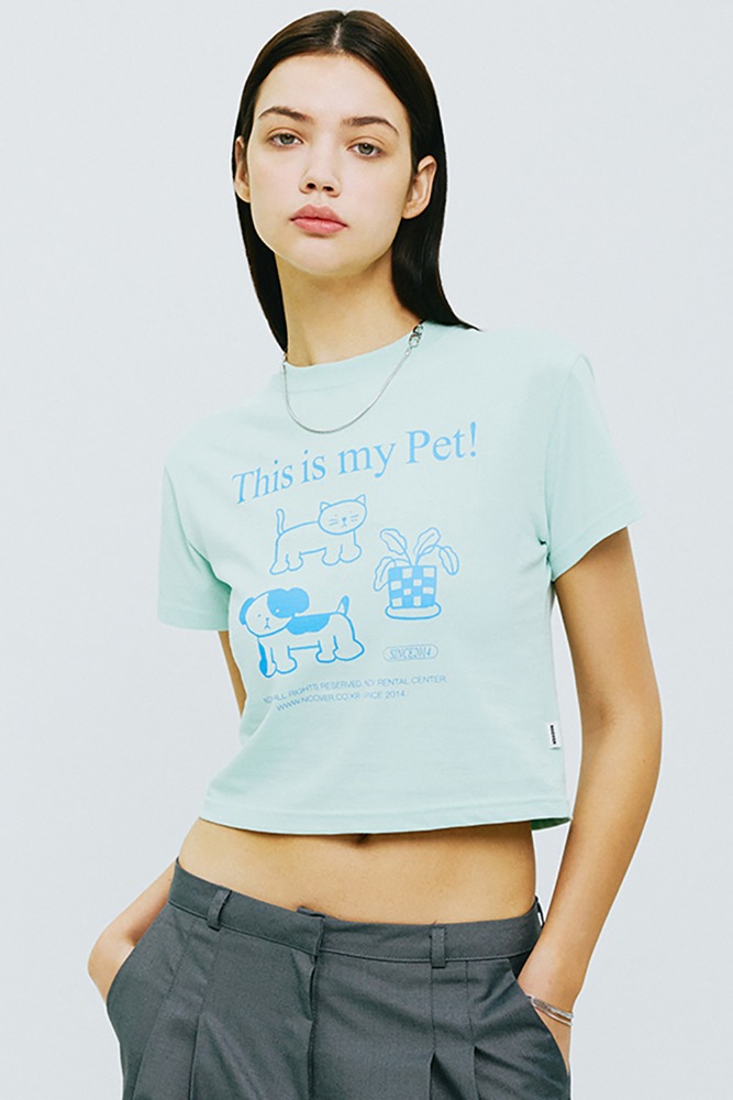 THIS IS MY PET CROP TSHIRT-MINT