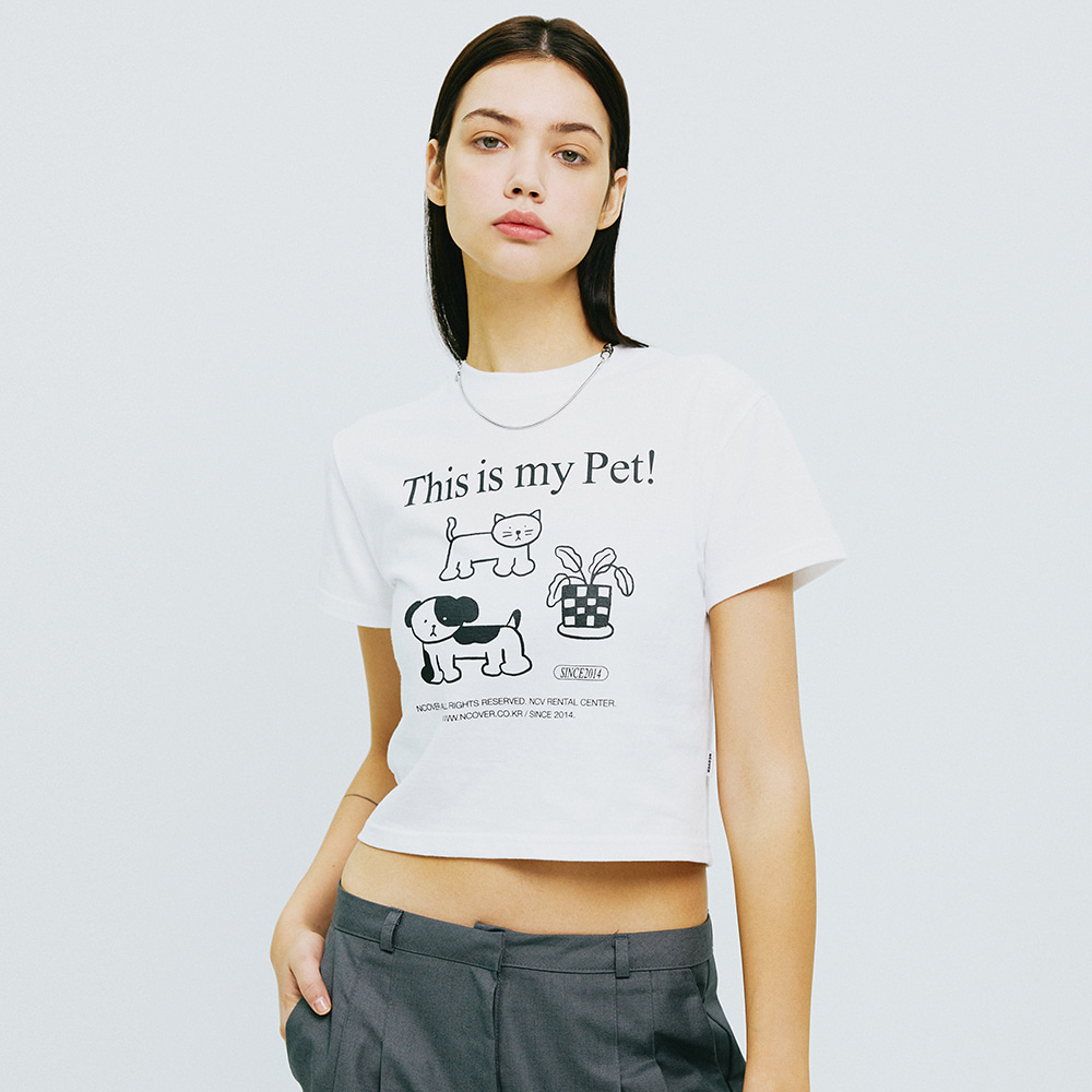 THIS IS MY PET CROP TSHIRT-WHITE