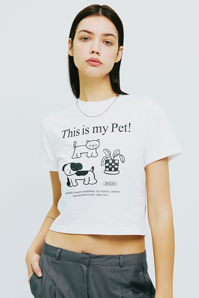 THIS IS MY PET CROP TSHIRT-WHITE
